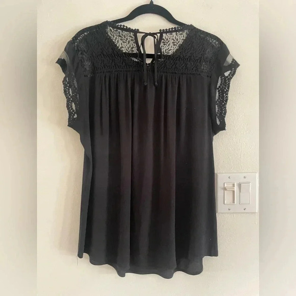 Daniel Rainn Black Lace Contemporary Modern Boho Work Going Out Blouse Womens Lg - Picture 4 of 6